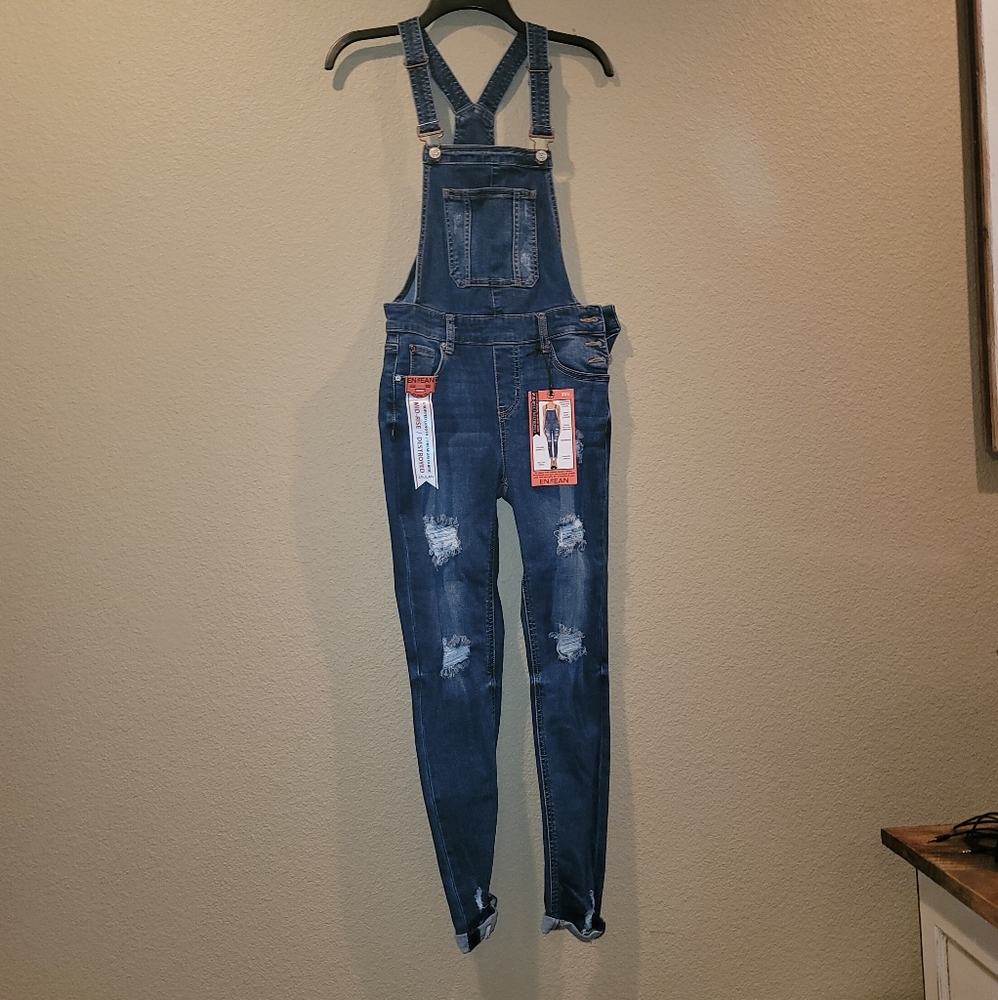 EnJean Distressed Overall Jeans